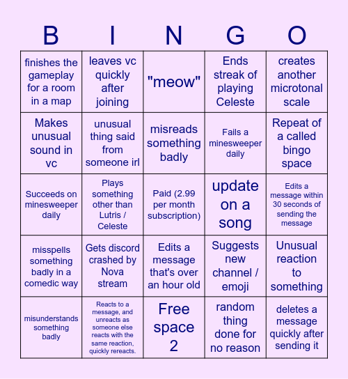 phanomium bingo Card