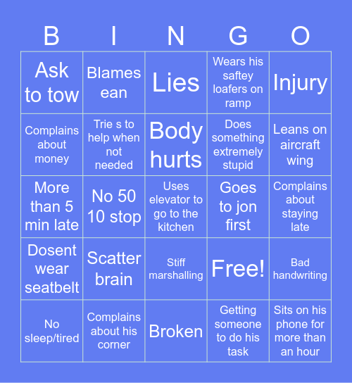 Eric Bingo Card