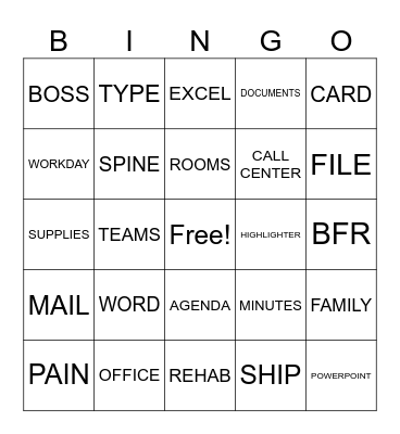 SC ADMIN PROFESSINAL Bingo Card