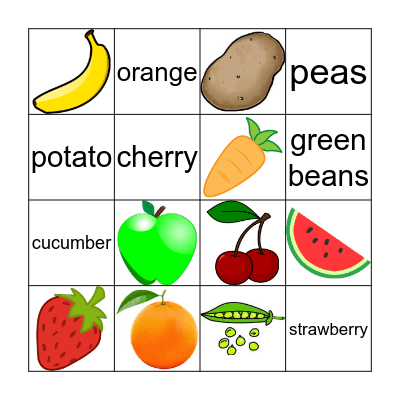 Fruit and Vegetables  Bingo Card