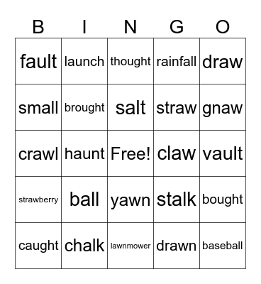 U7 W3 Variant Vowel /ô/ Bingo Card