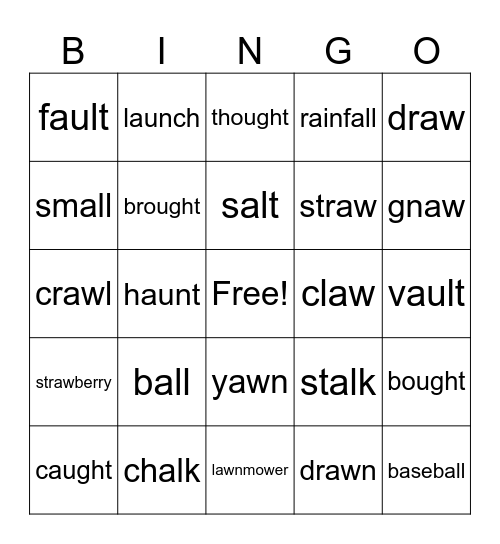 U7 W3 Variant Vowel /ô/ Bingo Card