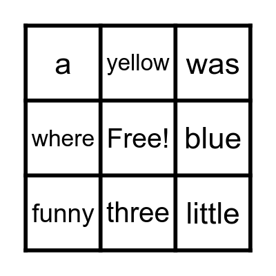 Tricky Words Bingo Card