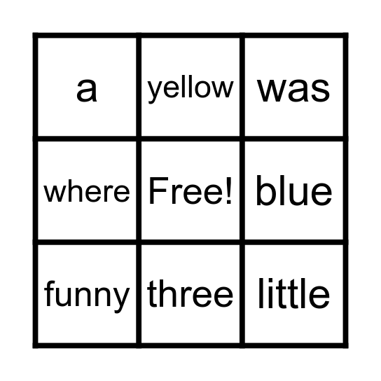 Tricky Words Bingo Card