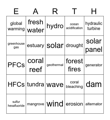 Earth Day Bingo Card