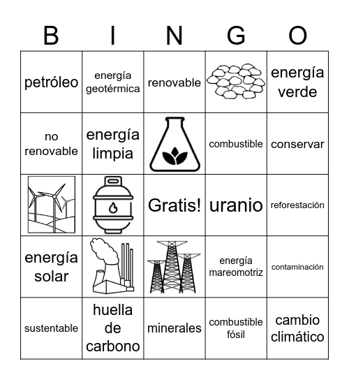 Fuentes de Energía Bingo Card