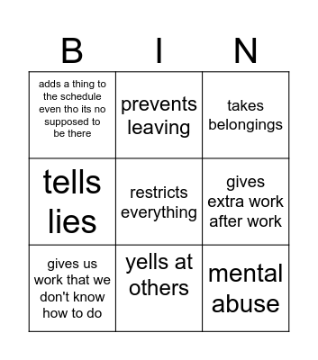 Joe bingo Card
