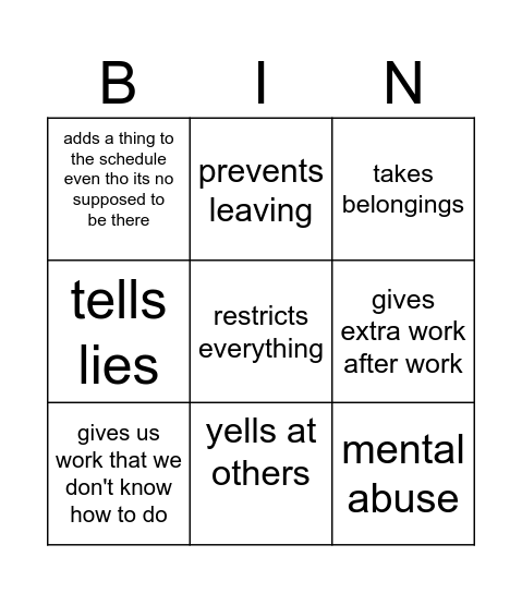 Joe bingo Card
