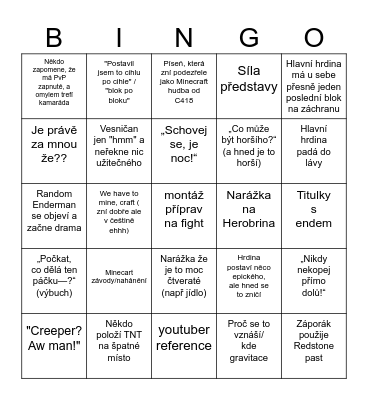 minecraft bingo Card