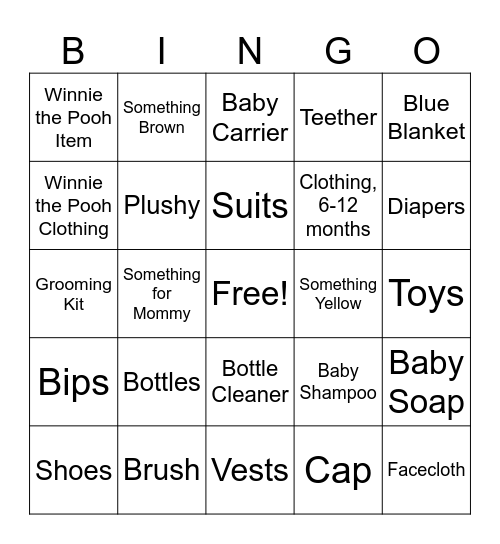 Baby Abrahams Gift Bingo Card