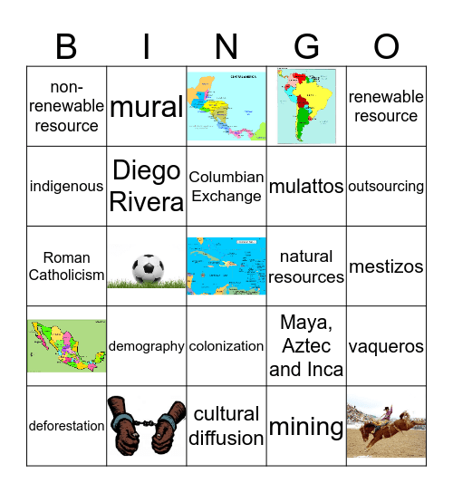 Latin America Bingo Card