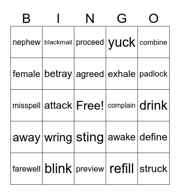 4th Grade Bingo Card