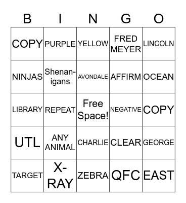 Untitled Bingo Card