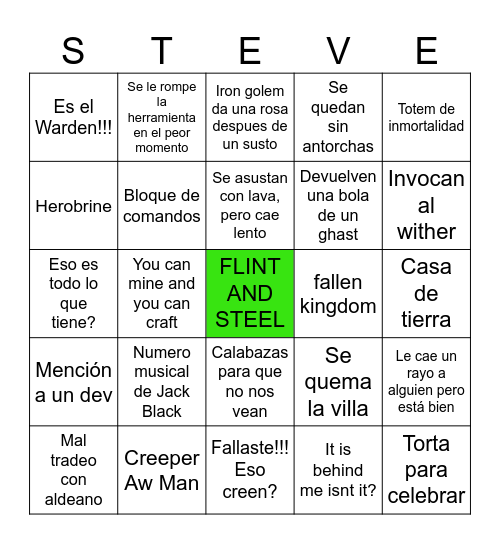 A Minecraft Bad Movie Bingo Card