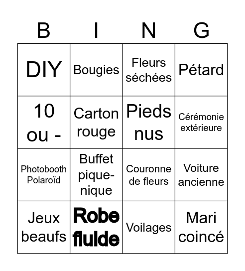 4 weddings Bingo Card