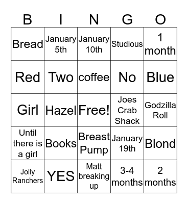 Baby Henderson Bingo Card