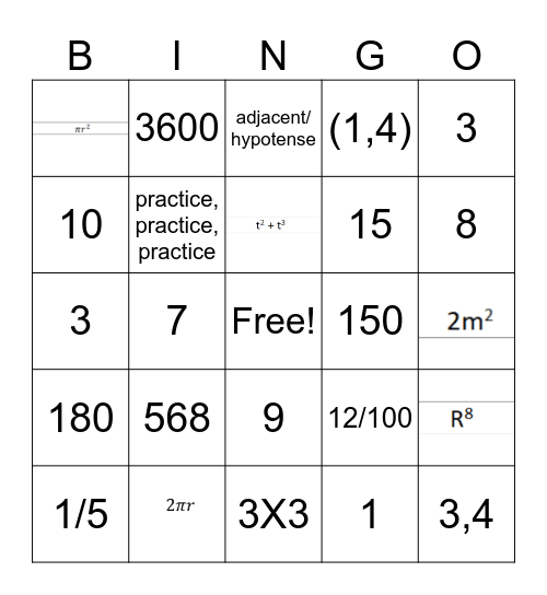 REACH Memphis ACT Math 4/13/25 Bingo Card
