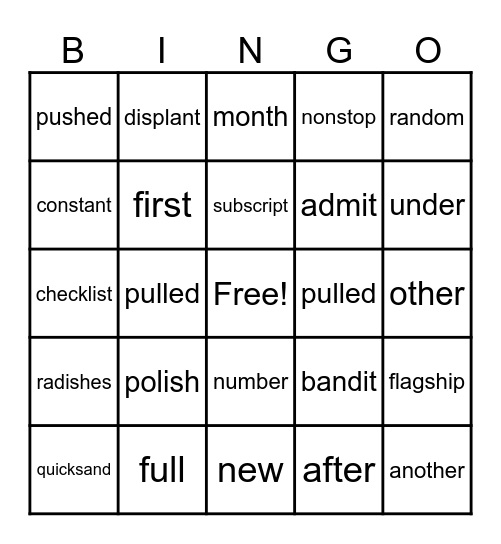 Wilson 3.2 BINGO Card