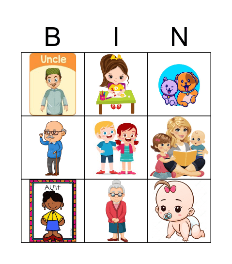 Family Members Bingo Card