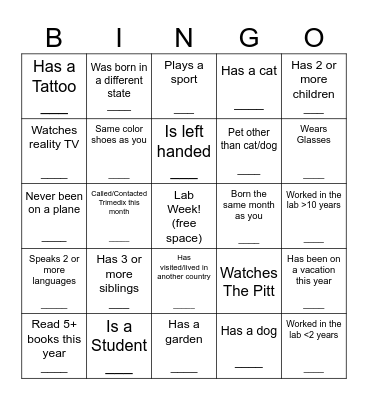 Mingle Bingo! Bingo Card