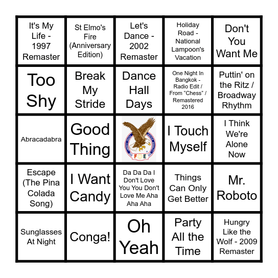 LOST IN THE 80'S Bingo Card