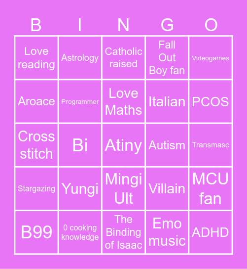 Kik's Bingo Card