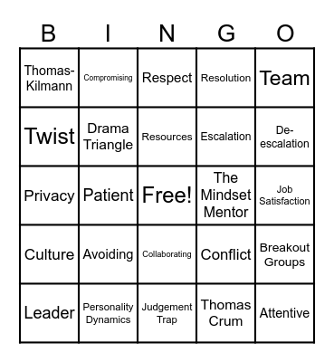 Conflict Resolution BINGO Card