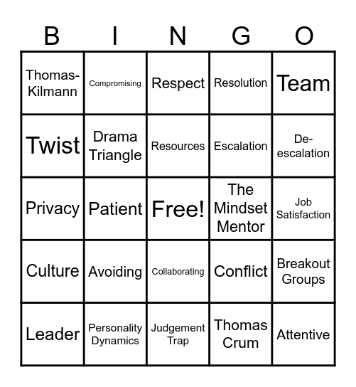 Conflict Resolution BINGO Card