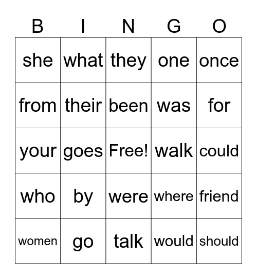 Heart word list 3 Bingo Card
