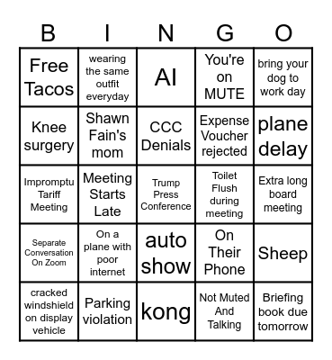 Office Meeting Bingo Card