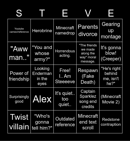 Minecraft Bingo Card