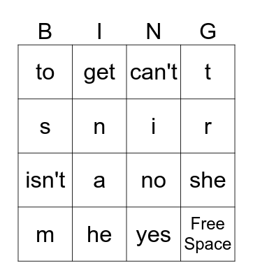 Set 1 Review Bingo Card