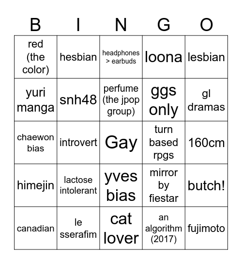 bo bingo Card
