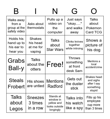 Pete Bingo Card