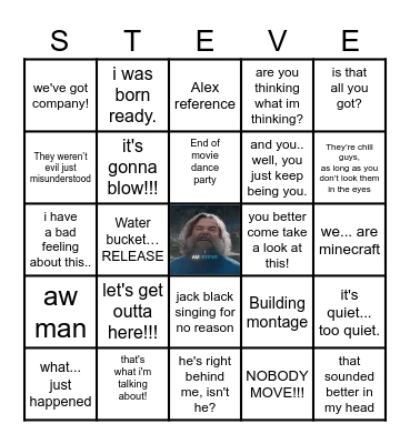 Minecraft Movie Bingo Card