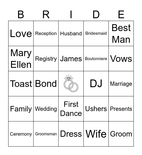 Bridal Shower Bingo Card