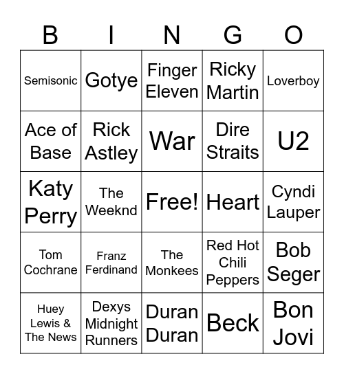 Bingo Game 1 Bingo Card