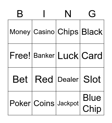 Gambling Bingo Card