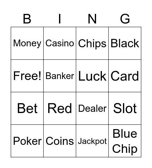 Gambling Bingo Card