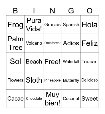 Spanish Bingo Card