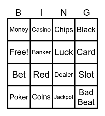 Gambling Bingo Card