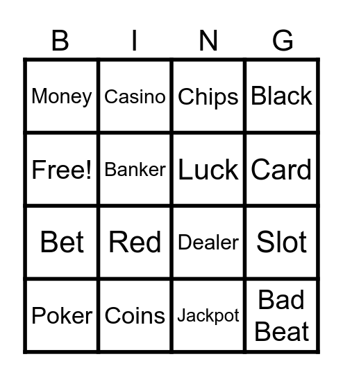 Gambling Bingo Card