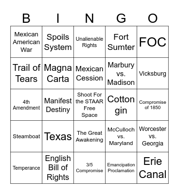 Untitled BingoSTAAR REVIEW BINGO Card