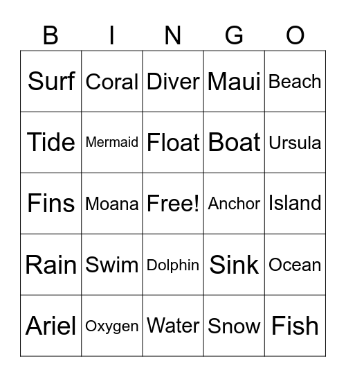 Water Bingo Card