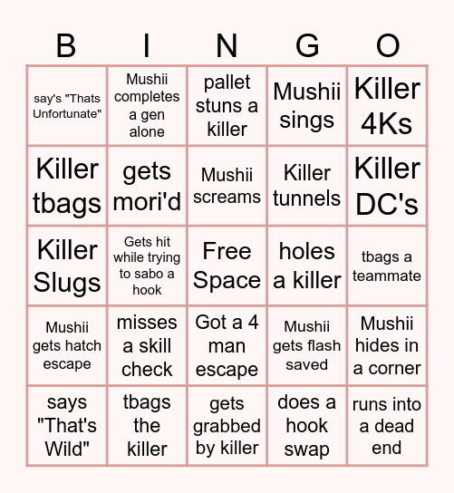 MushiiXx Bingo Night Bingo Card