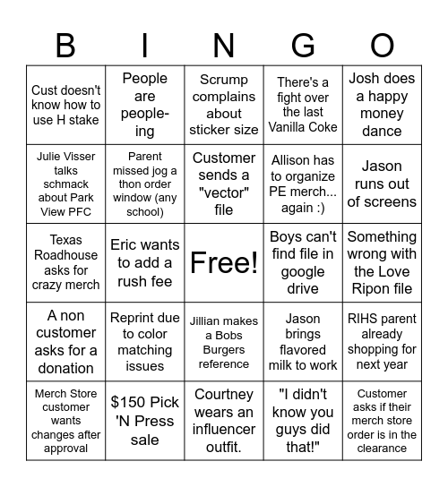 April Bingo Card
