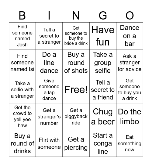 Isi's Last Rodeo Bingo Card