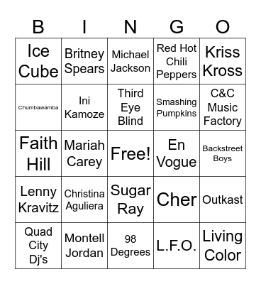 Alternative 90's Bingo Card