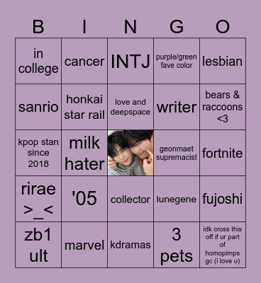 veni bingo :3 Bingo Card