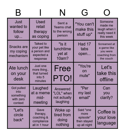 Best Team Ever Bingo Card